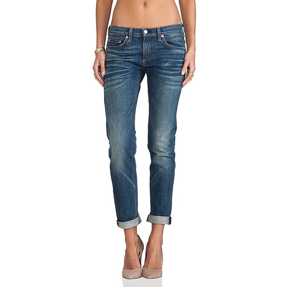 Rag & Bone The Dre Slim Boyfriend Jeans Gia Wash Size 24‎ Low Rise